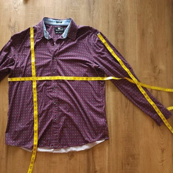 Buttercloth Icy Cotton Purple Blue Geometric Print Long Sheeve Shirt Sx XXL - Picture 5 of 7